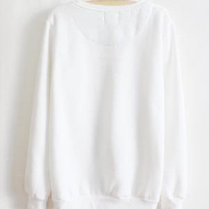 White Thickened Fleece Characters Solid Sweater