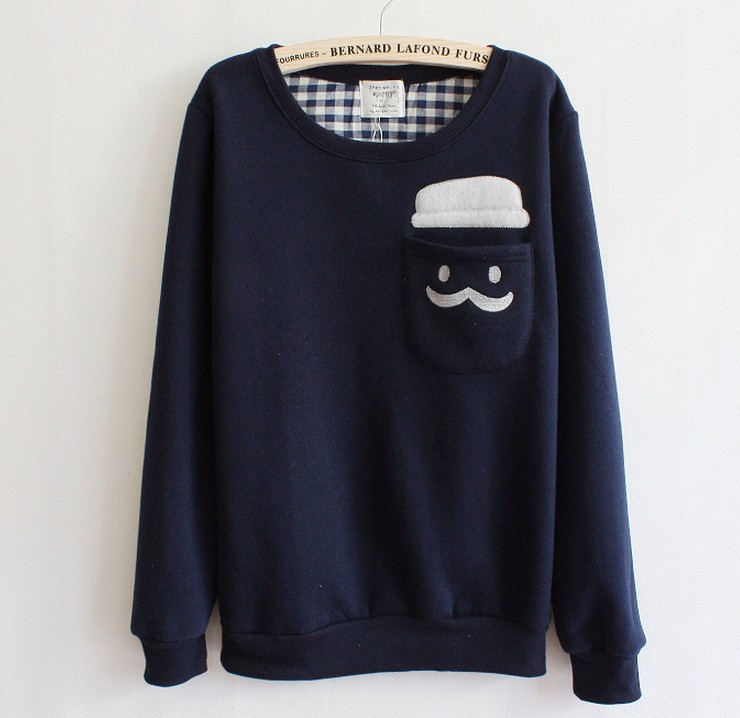 Blue Thickened Cashmere Fashion Doll Head Sweater